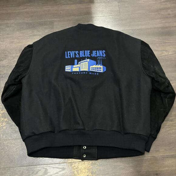 vintage Levi’s blue jeans factory made varsity jacket 90s XL - Picture 2 of 6